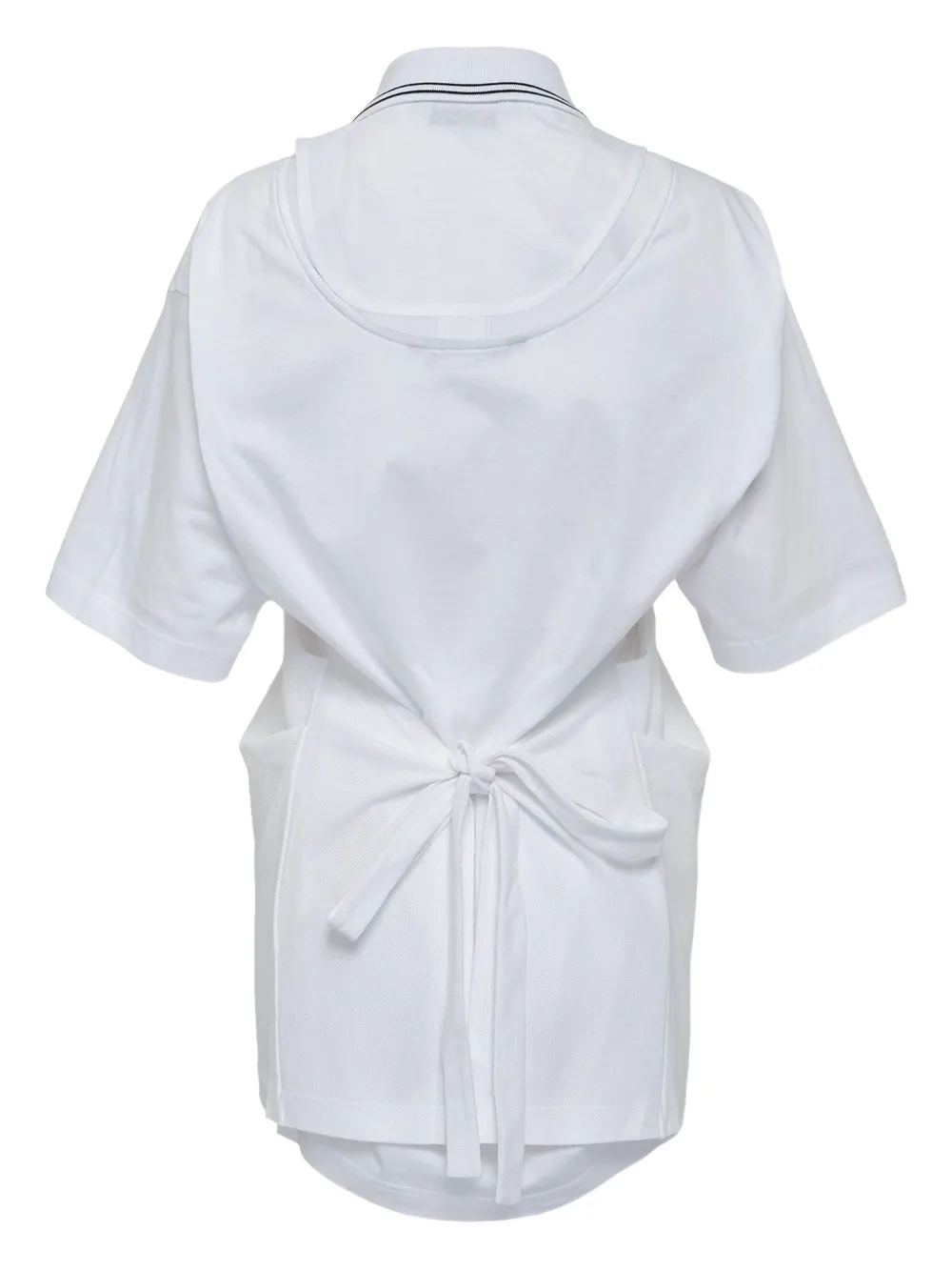 PushBUTTON wrap-design polo top - Wit