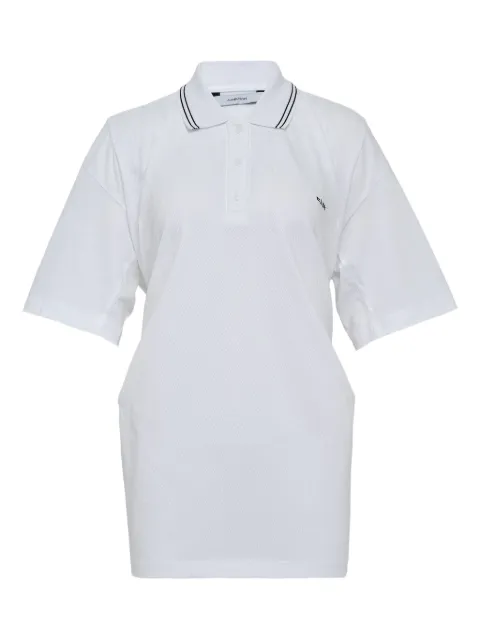 pushBUTTON wrap-design polo top