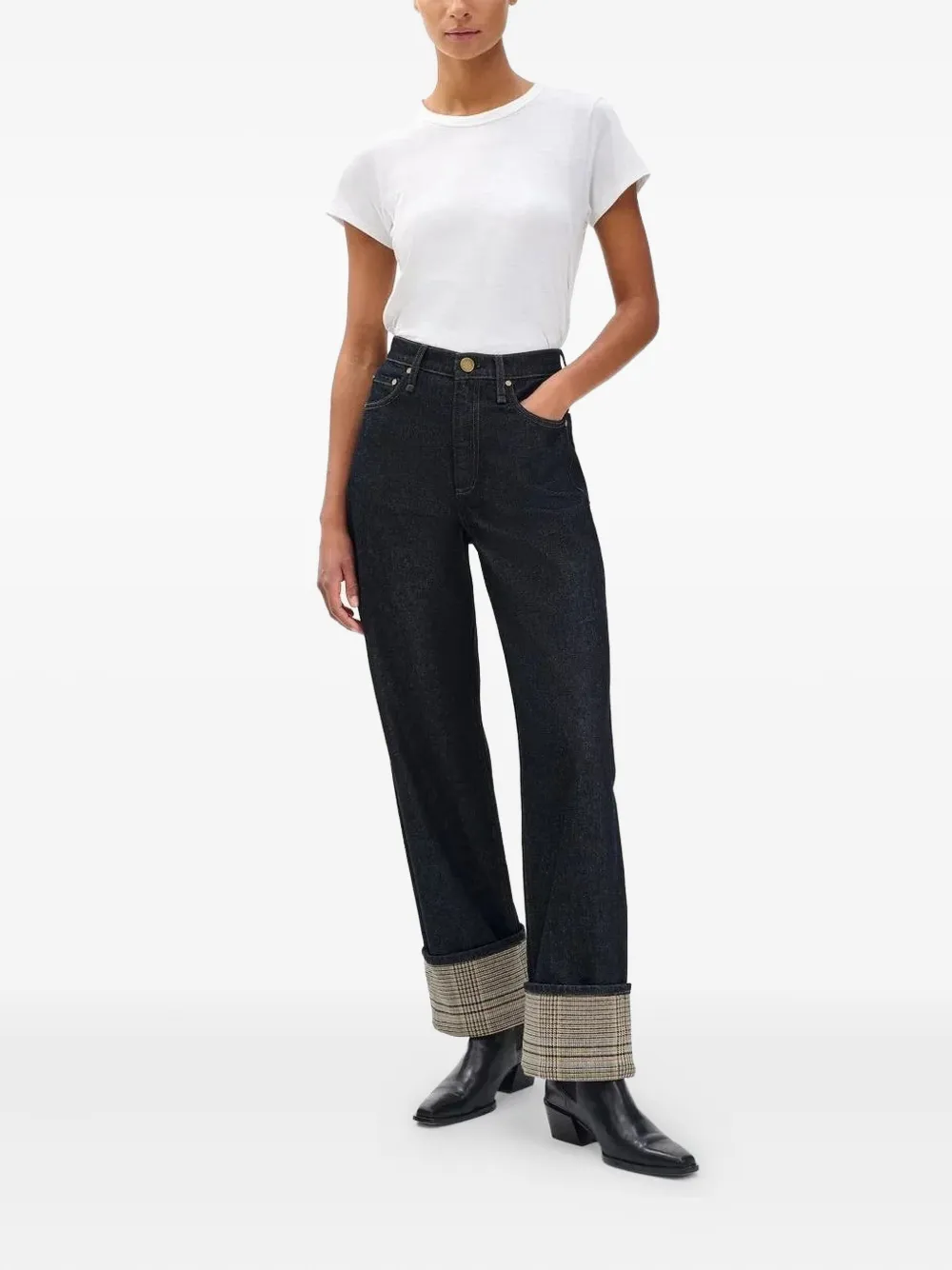 Rag & Bone Shea High Rise Ankle Cuffed Jeans In Twilight Rinse Combo In Black