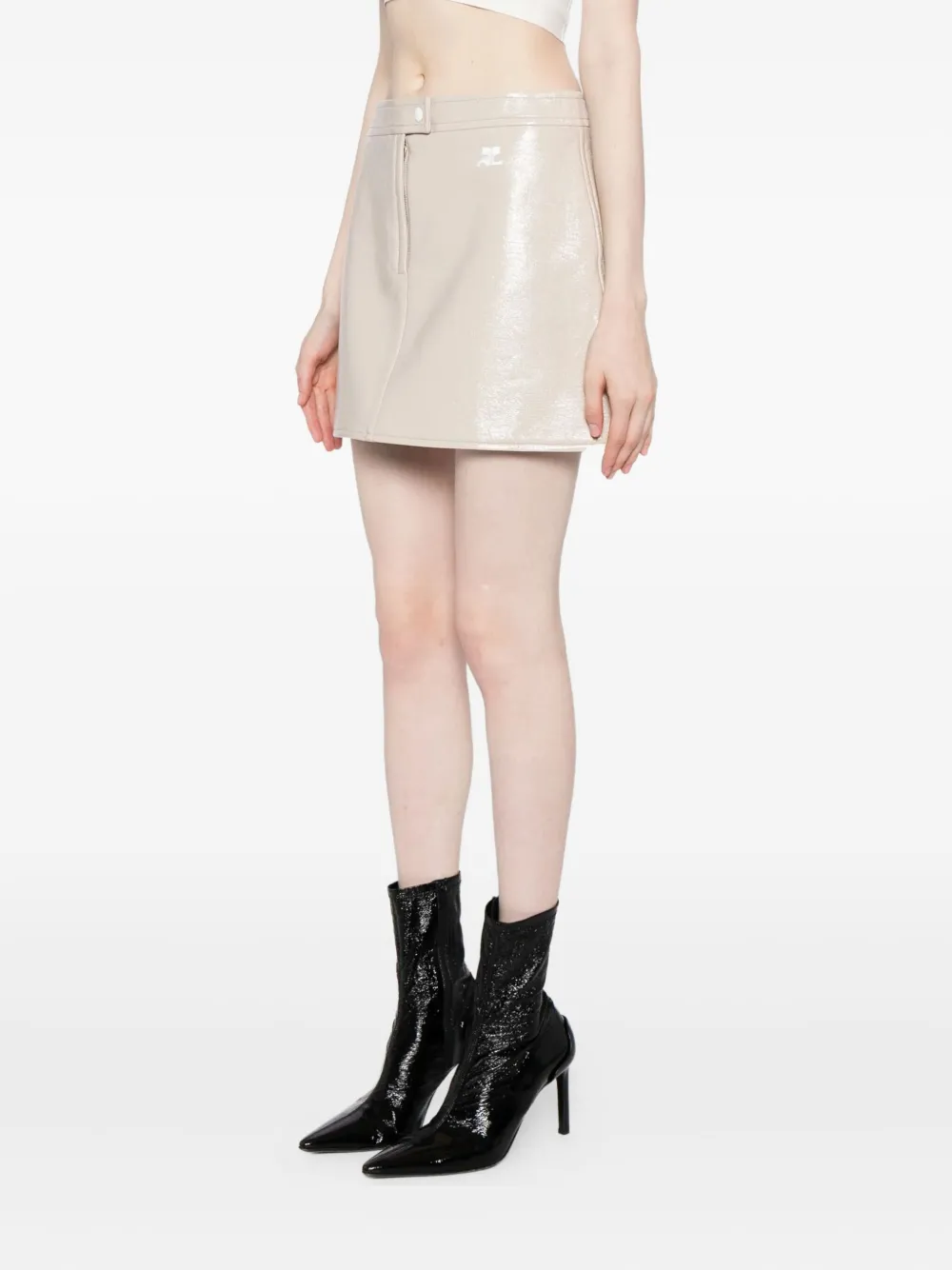 Courrèges Logo-detail Mini Skirt In Neutral