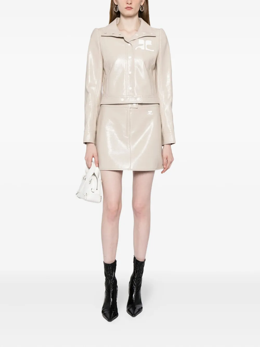 Courrèges Logo-detail Mini Skirt In Neutral