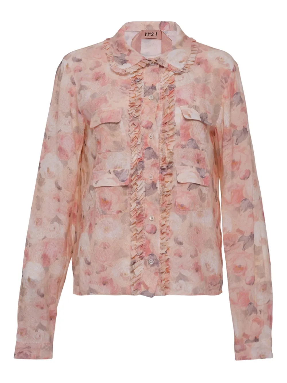 N°21 Ruffled Floral Blouse In Pink
