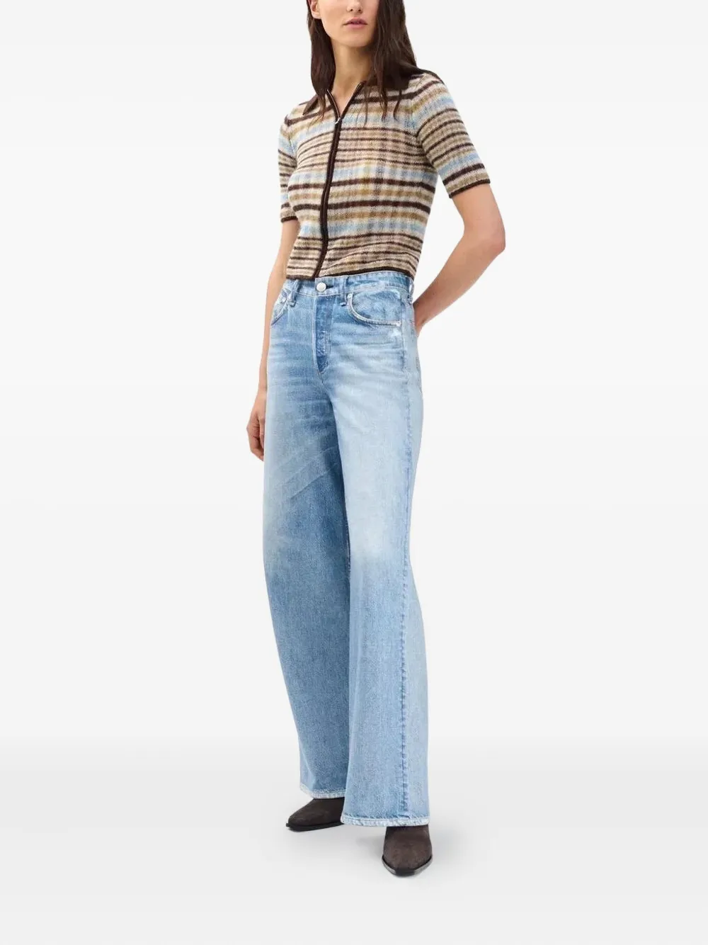 Rag & Bone Miramar Sofie Wide-leg Pants Cotton Terry In Blue