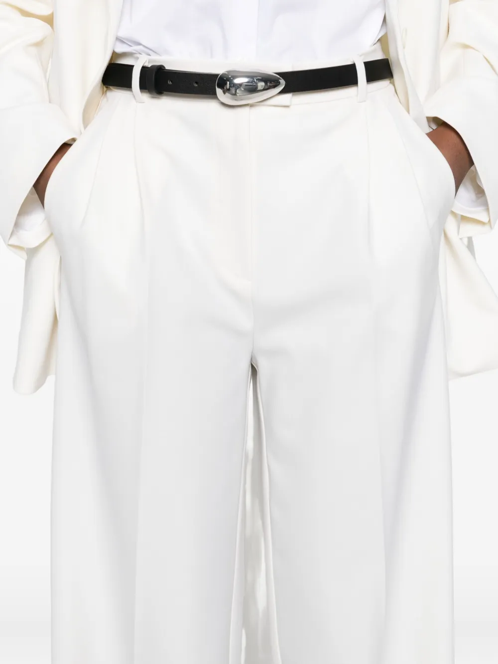 Medeea Loose-fit Straight-leg Trousers In White