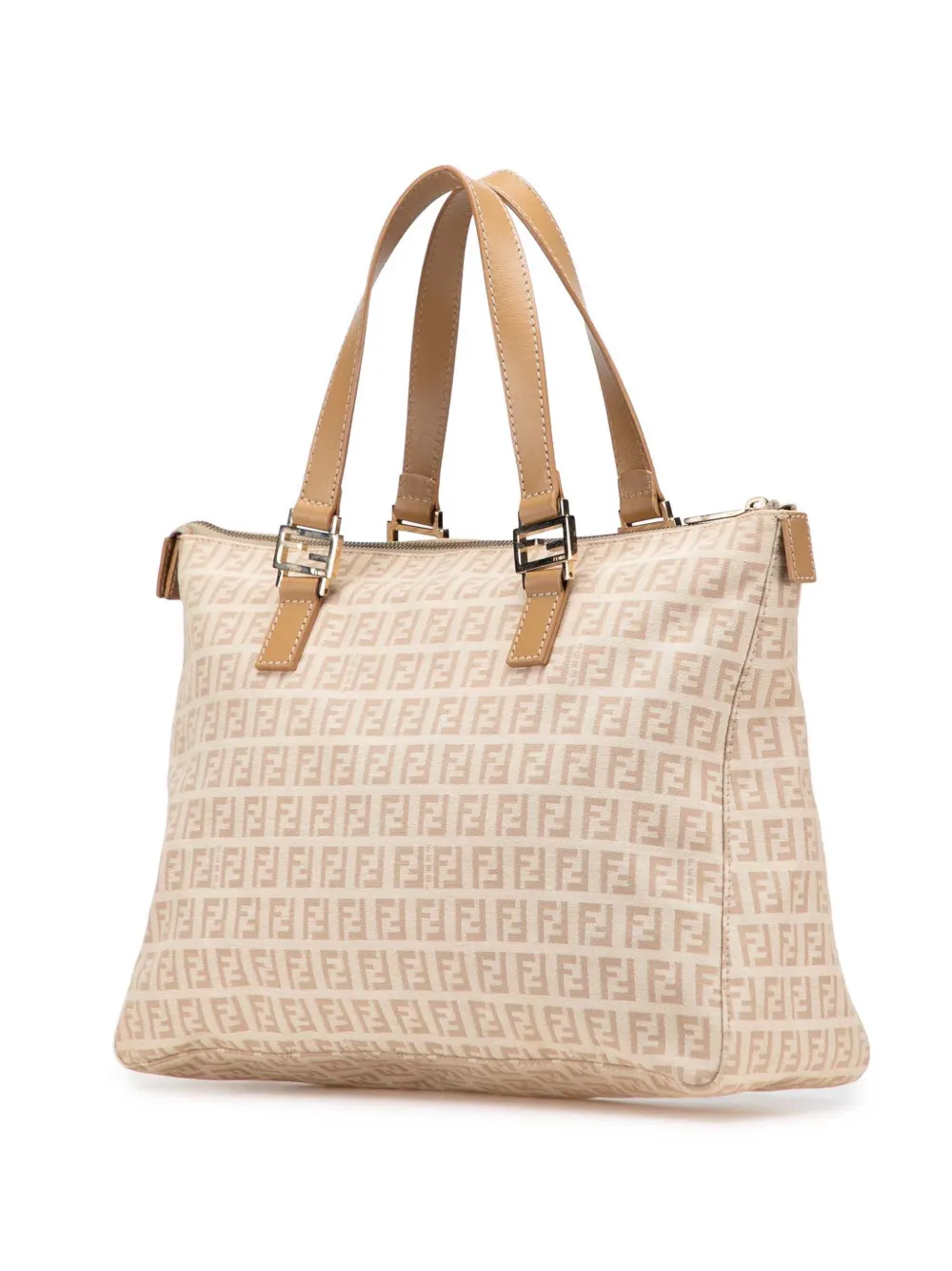 Pre-owned Fendi 2000-2010 Zucchino Canvas Tote Bag In Brown