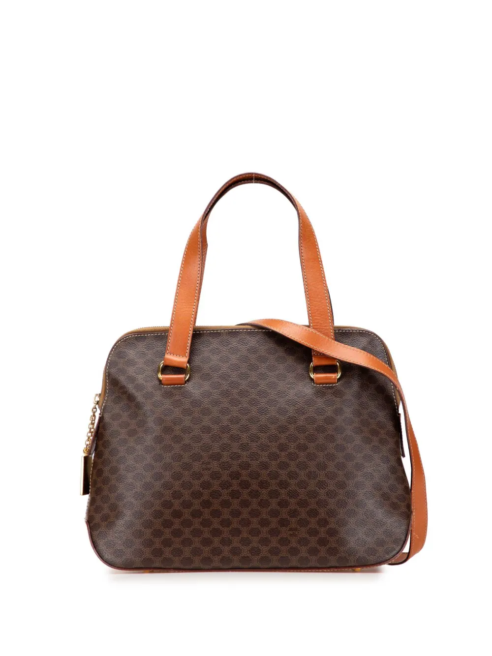 Celine Pre-Owned 1994 マカダム コーテッドキャンバス サッチェルバッグ - ブラウン Celine Pre-Owned 1994 マカダム コーテッドキャンバス サッチェルバッグ - ブラウン