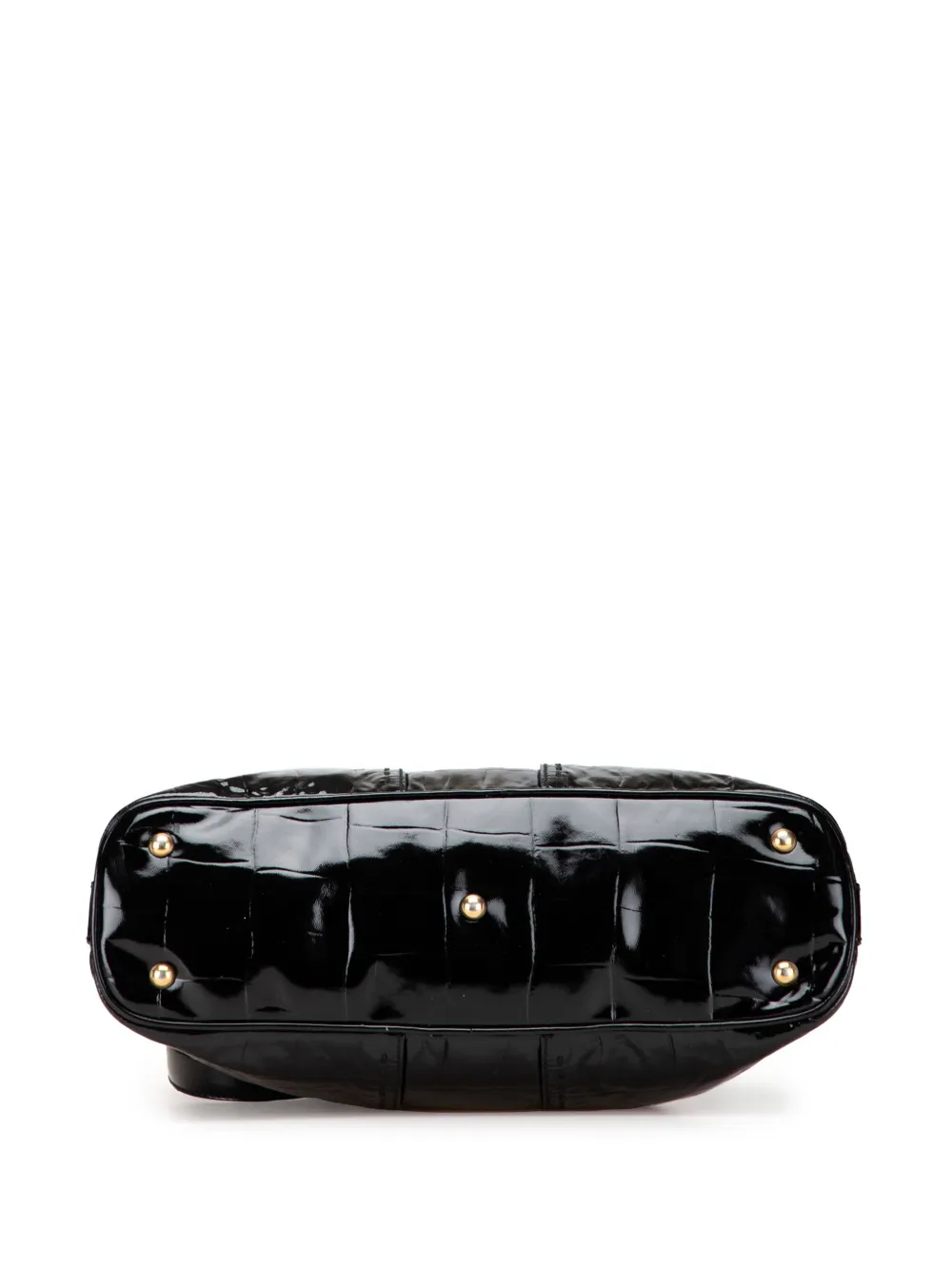 Pre-owned Saint Laurent 2000-2012 Small Embossed Patent Muse Shoulder Bag In Black