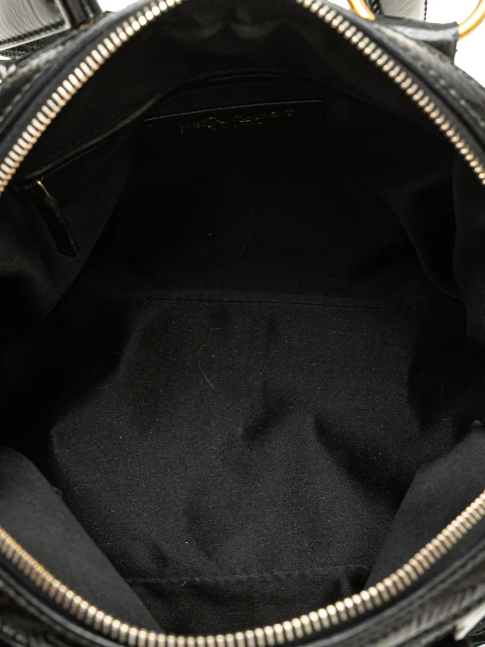 Pre-owned Saint Laurent 2000-2012 Small Embossed Patent Muse Shoulder Bag In Black