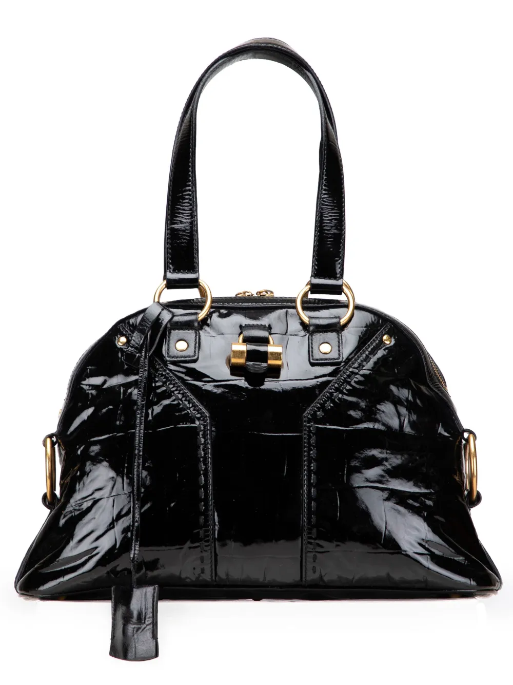 Saint Laurent Pre-Owned 2000-2012 Small Embossed Patent Muse shoulder bag | Black | Image 1