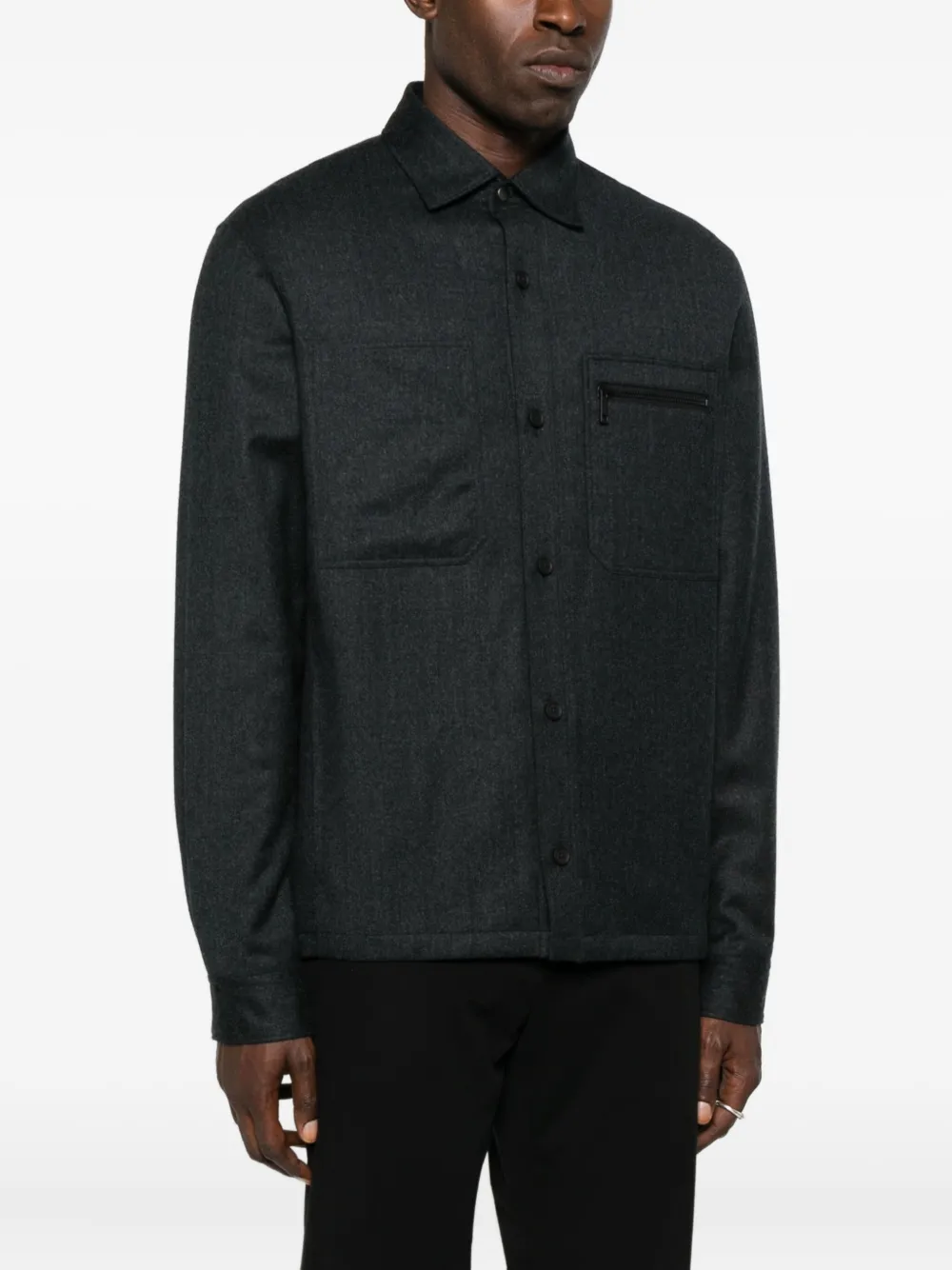 Zegna Buttoned Pocket Shirt In Gray