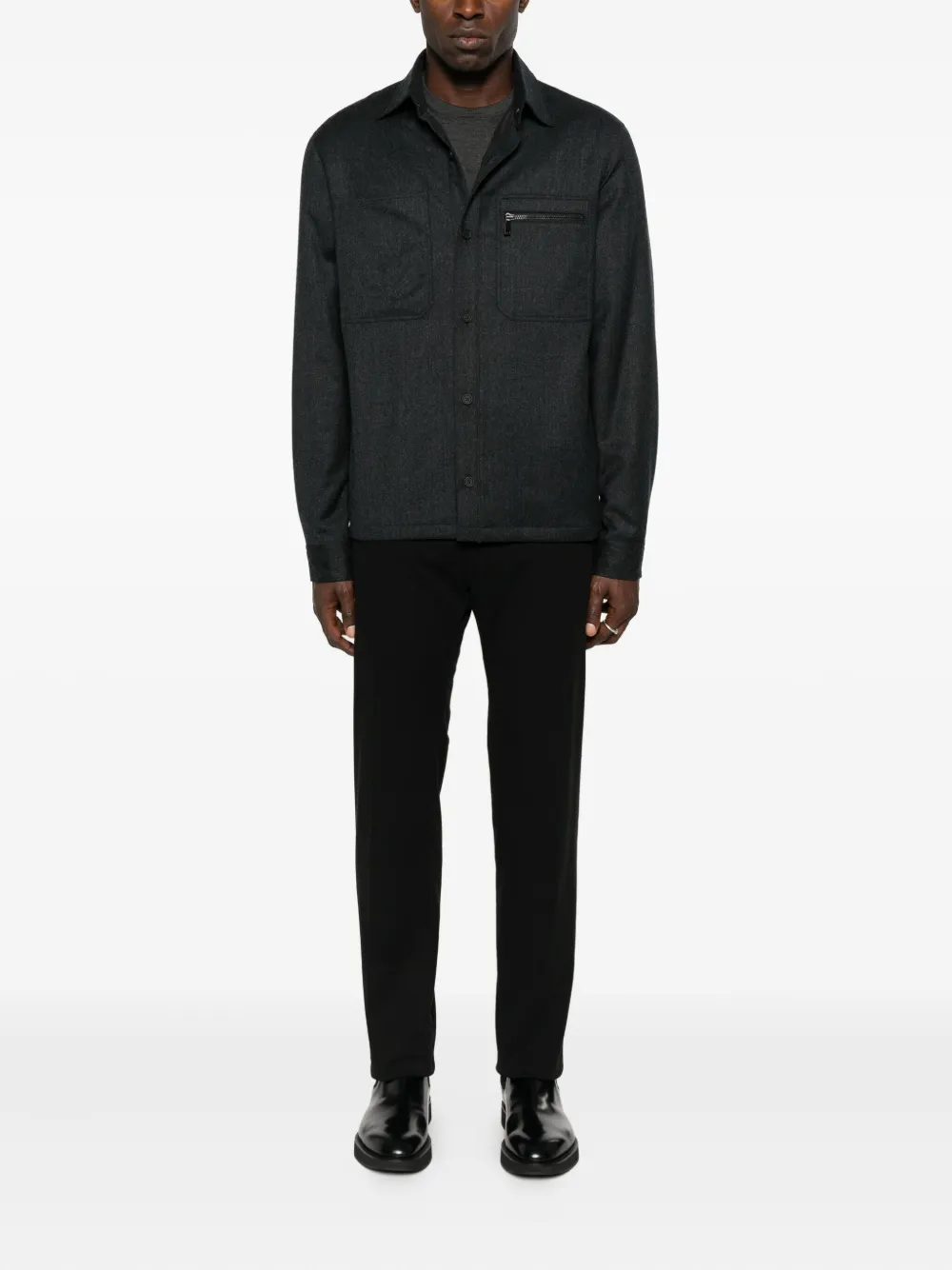 Zegna Overhemd met zak met knopen - Grijs