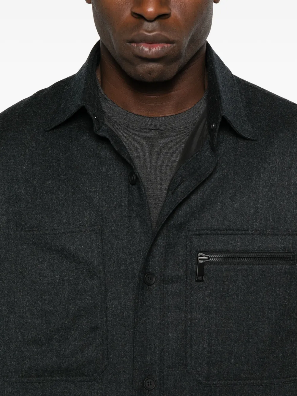Zegna Buttoned Pocket Shirt In Gray