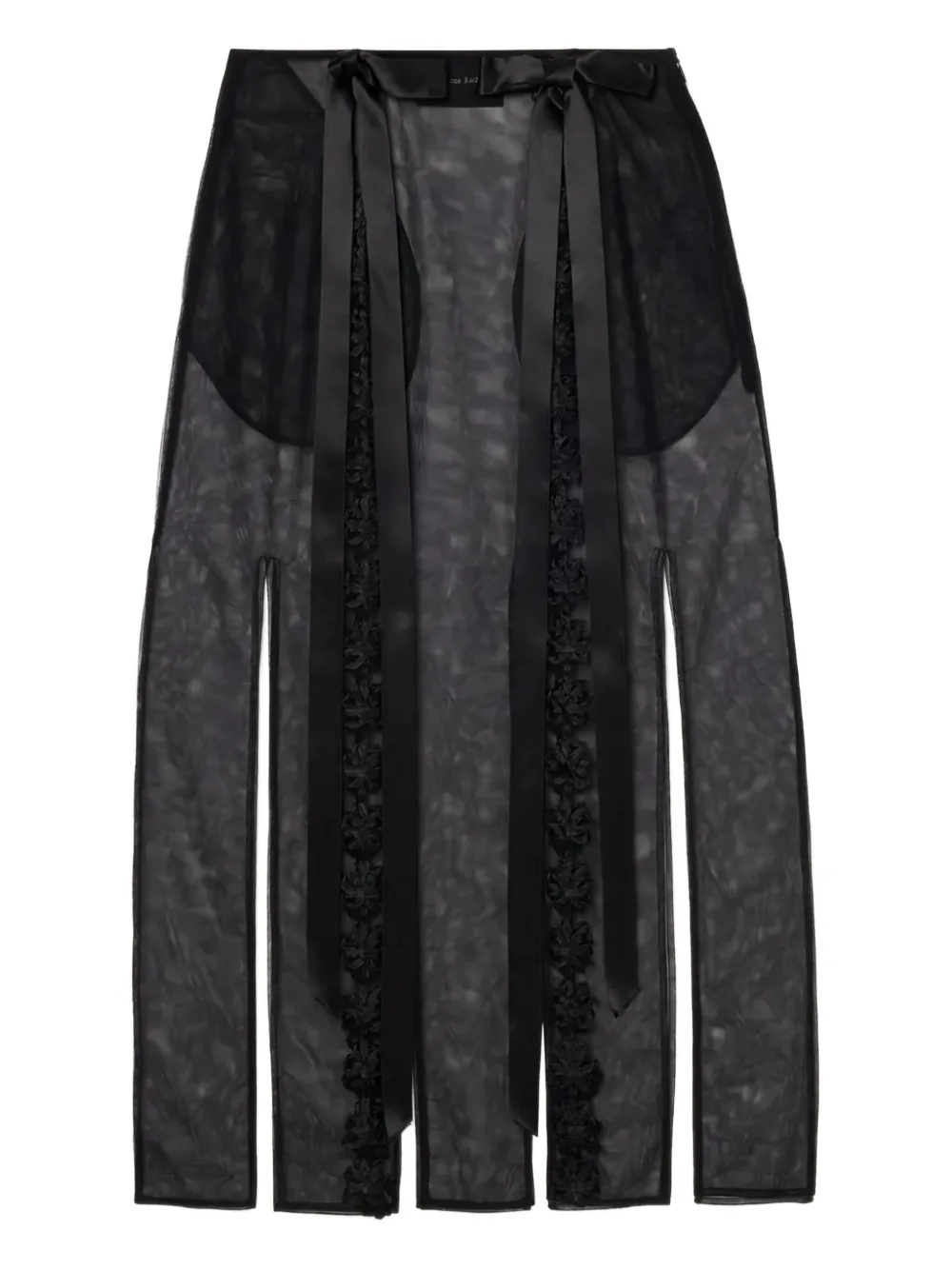 Simone Rocha ribbon-embellished slit midi skirt | Black | Image 1