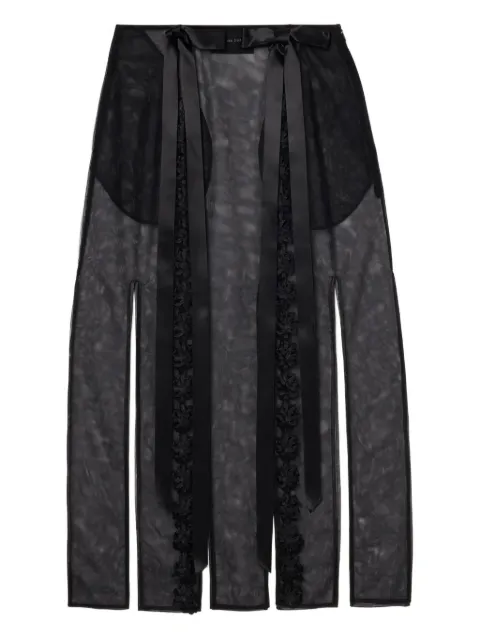 Simone Rocha ribbon-embellished slit midi skirt