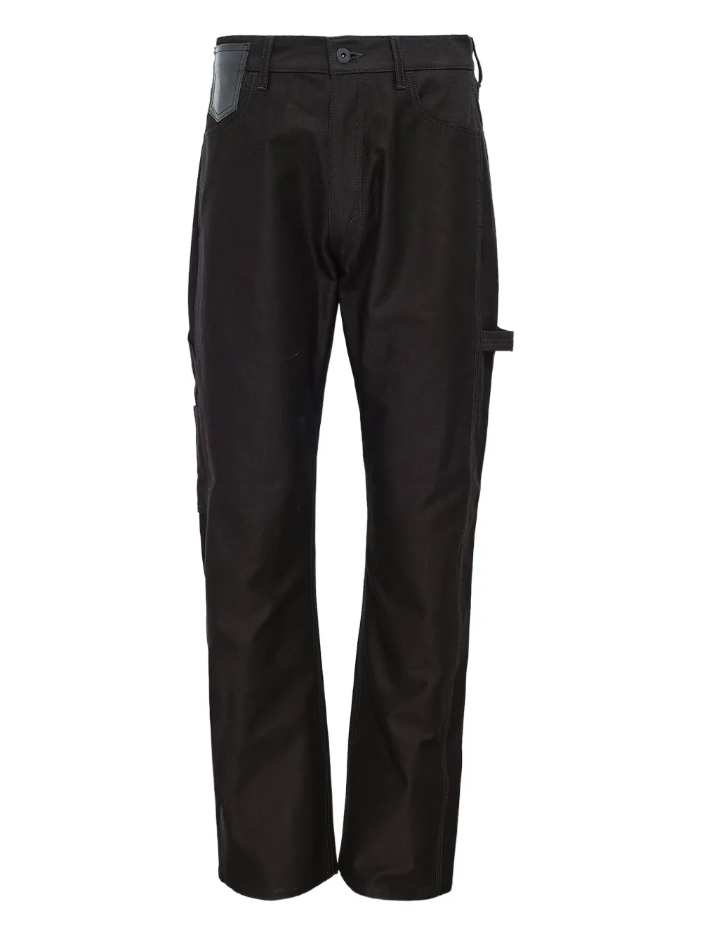Junya Watanabe Leather-patch Cotton Trousers In Black