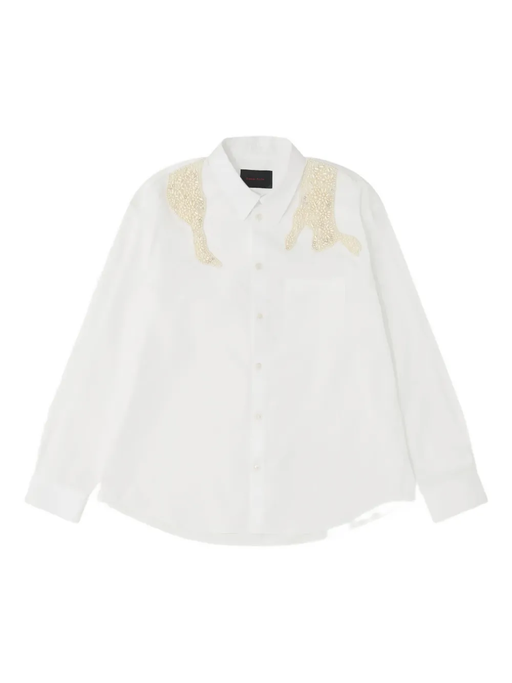 Simone Rocha Embellished Hare Classic Fit Cotton Button-up Shirt In White