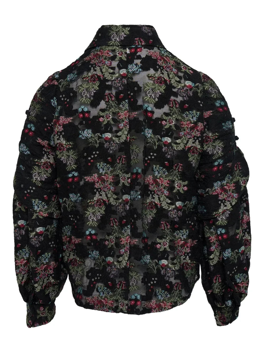 Noir Kei Ninomiya floral-jacquard blouse - Zwart