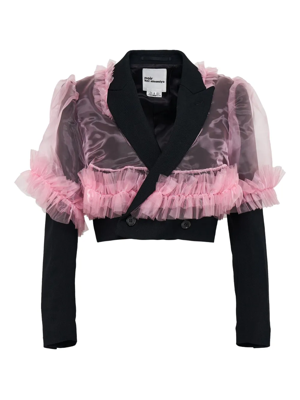 Noir Kei Ninomiya tulle-trim cropped jacket | Black | Image 1