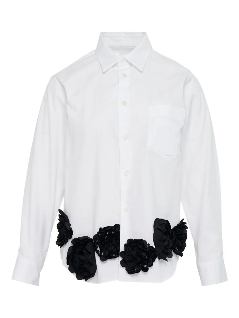 Comme des Garçons TAO Broad X ローズトリム シャツ - ホワイト Comme des Garçons TAO Broad X ローズトリム シャツ - ホワイト