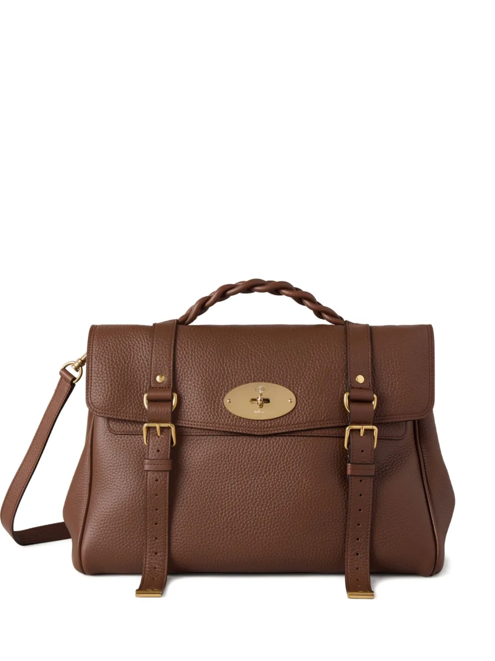 Mulberry Oversized Grained Leather Alexa Satchel In Brown