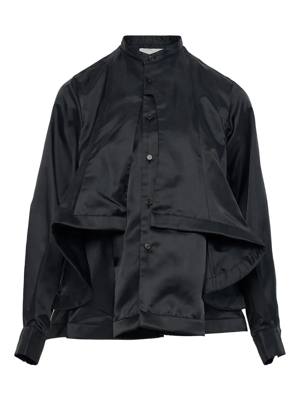 Noir Kei Ninomiya ruffled-layer twill shirt | Black | Image 1