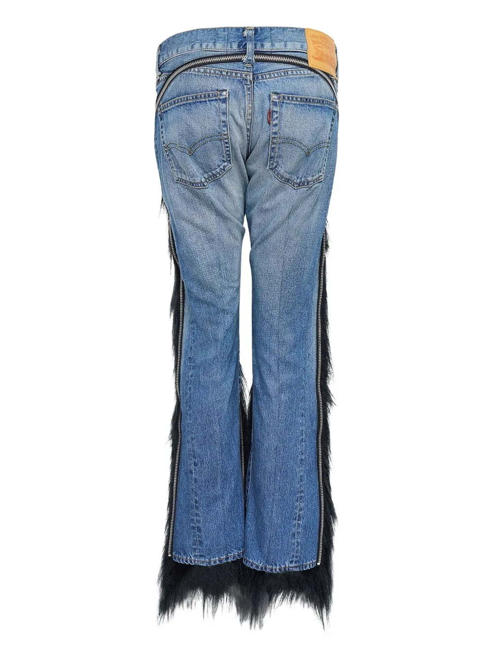 Junya Watanabe Jeans met vlakken van imitatiebont - Blauw