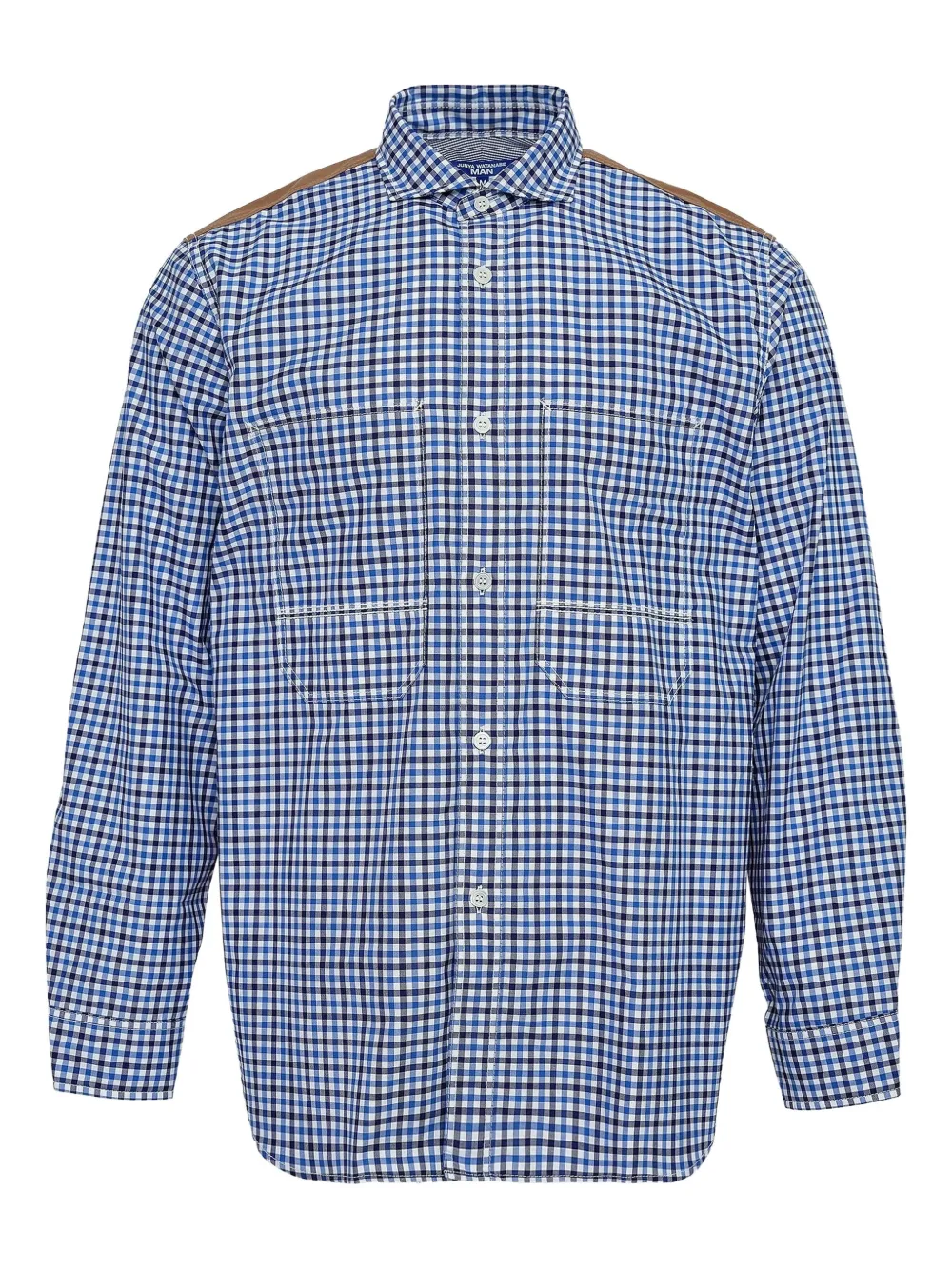 Junya Watanabe MAN check-patchwork flannel shirt | Blue | Image 1