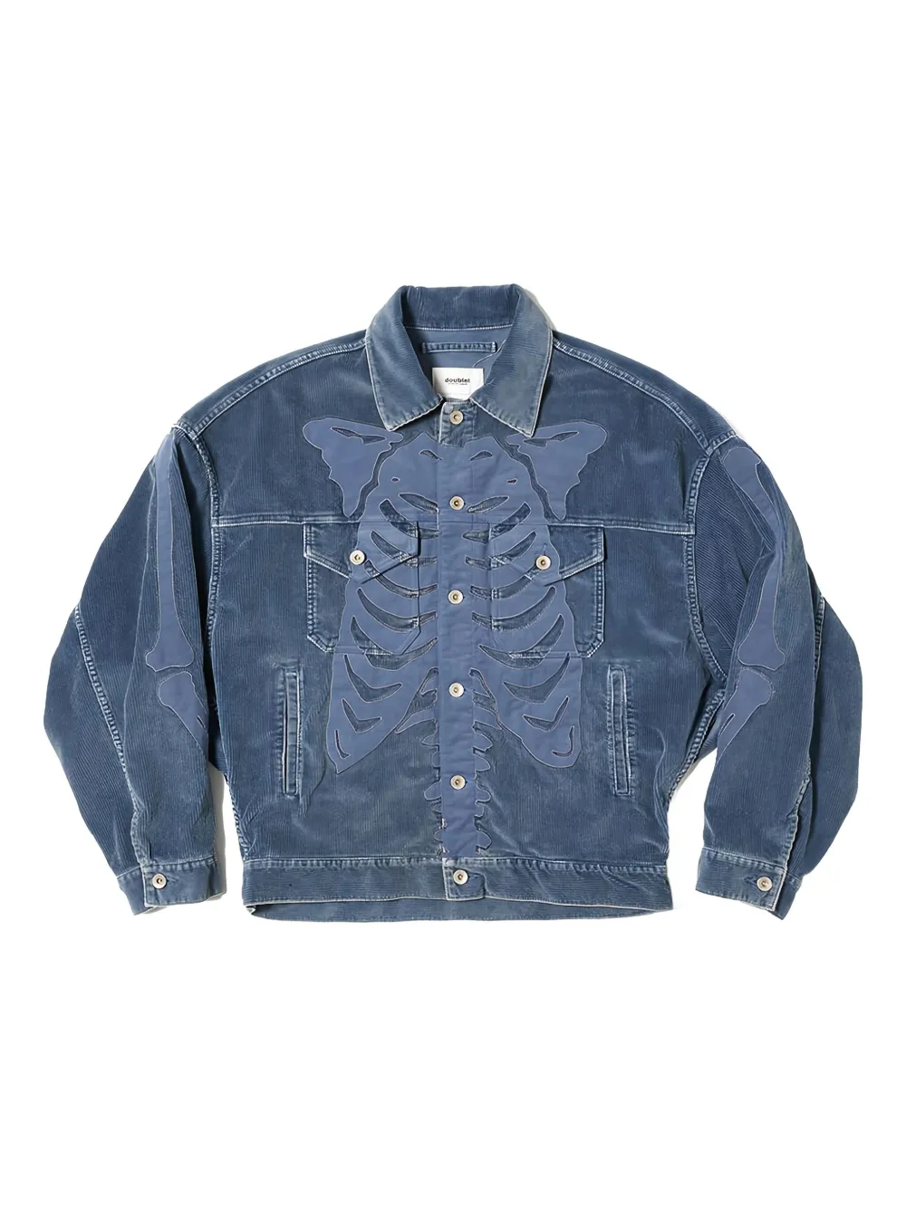 Doublet Skeleton-appliqué Corduroy Jacket In Blue