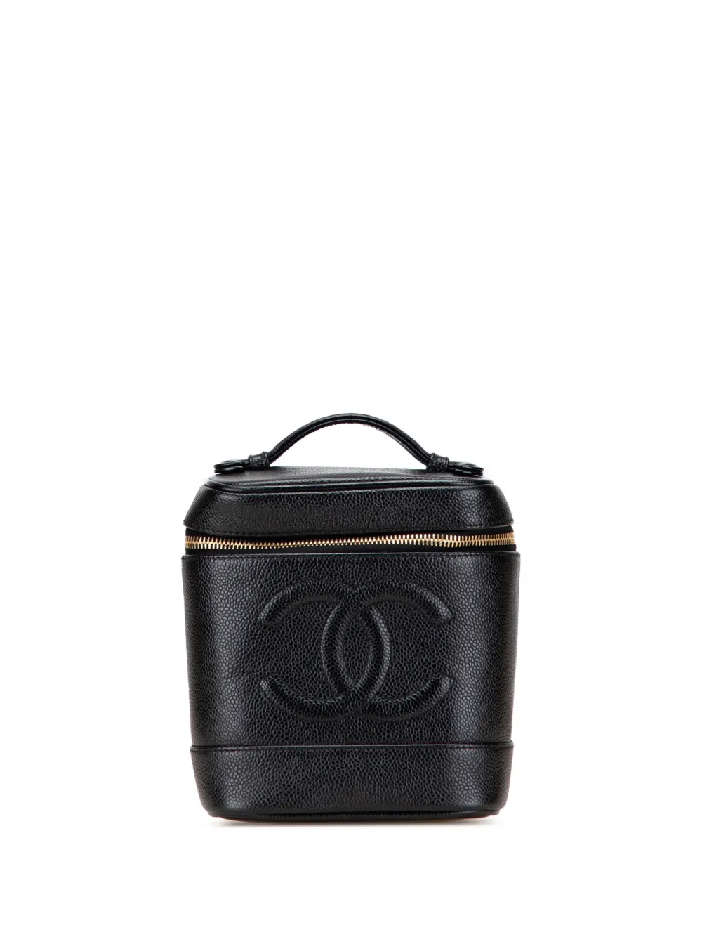 CHANEL Pre-Owned 2002-2003 ココマーク キャビア バニティバッグ - ブラック CHANEL Pre-Owned 2002-2003 ココマーク キャビア バニティバッグ - ブラック