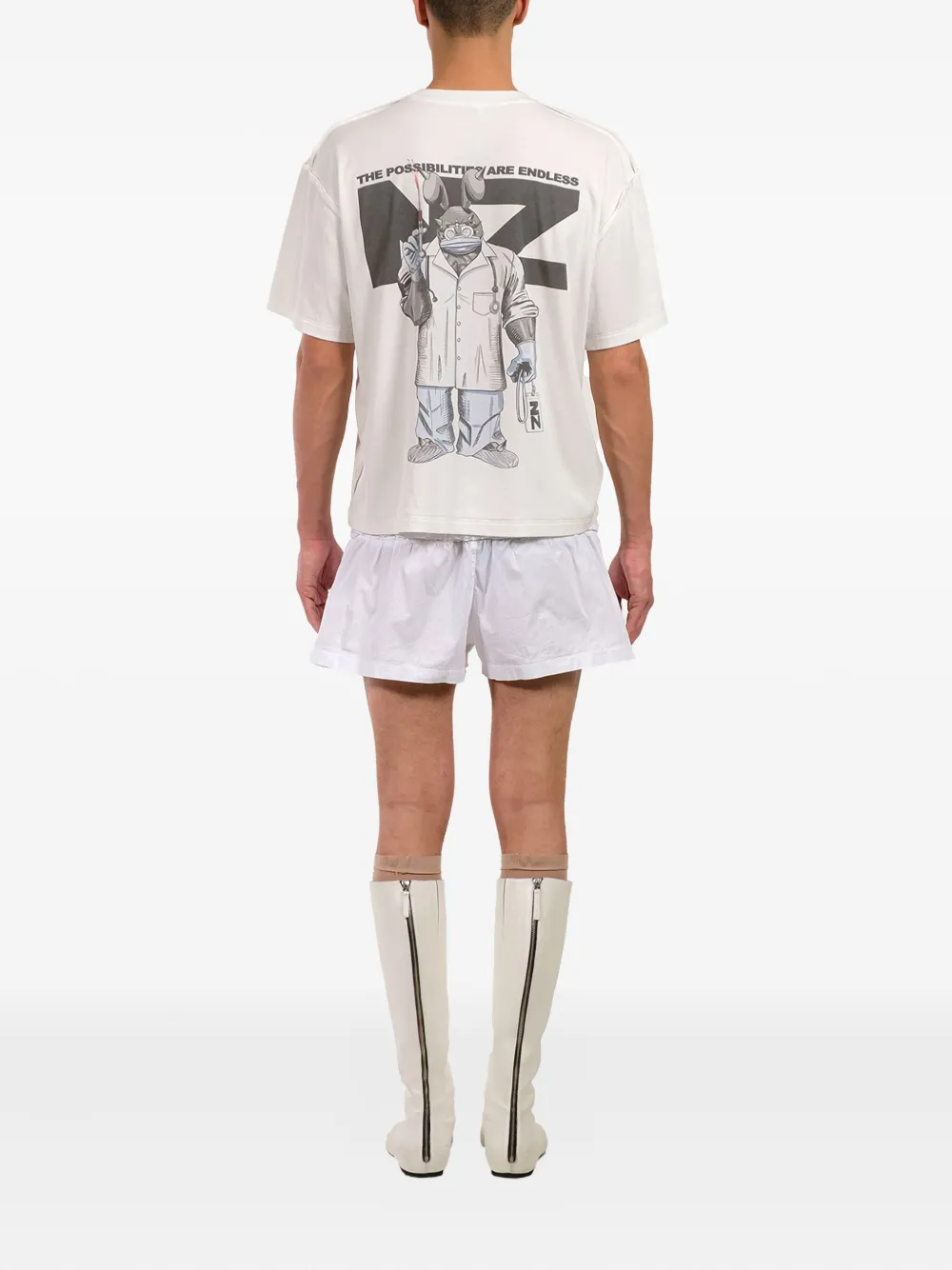 Natasha Zinko Elastic-waistband Cotton Shorts In White