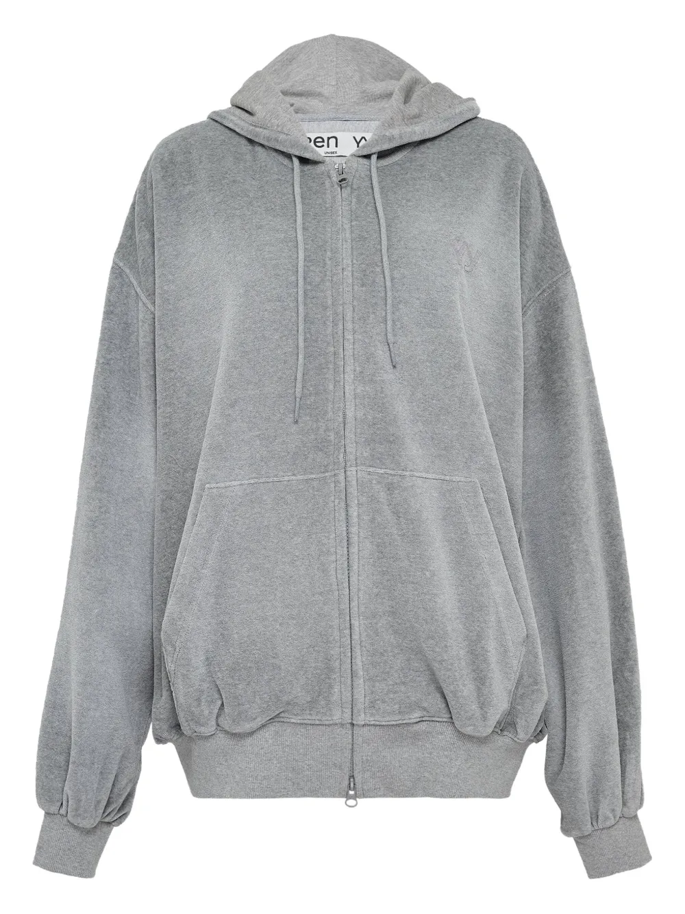 Open Yy Velour Boxy Zip Hoodie In Gray