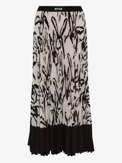 MSGM rabbit-print pleated skirt