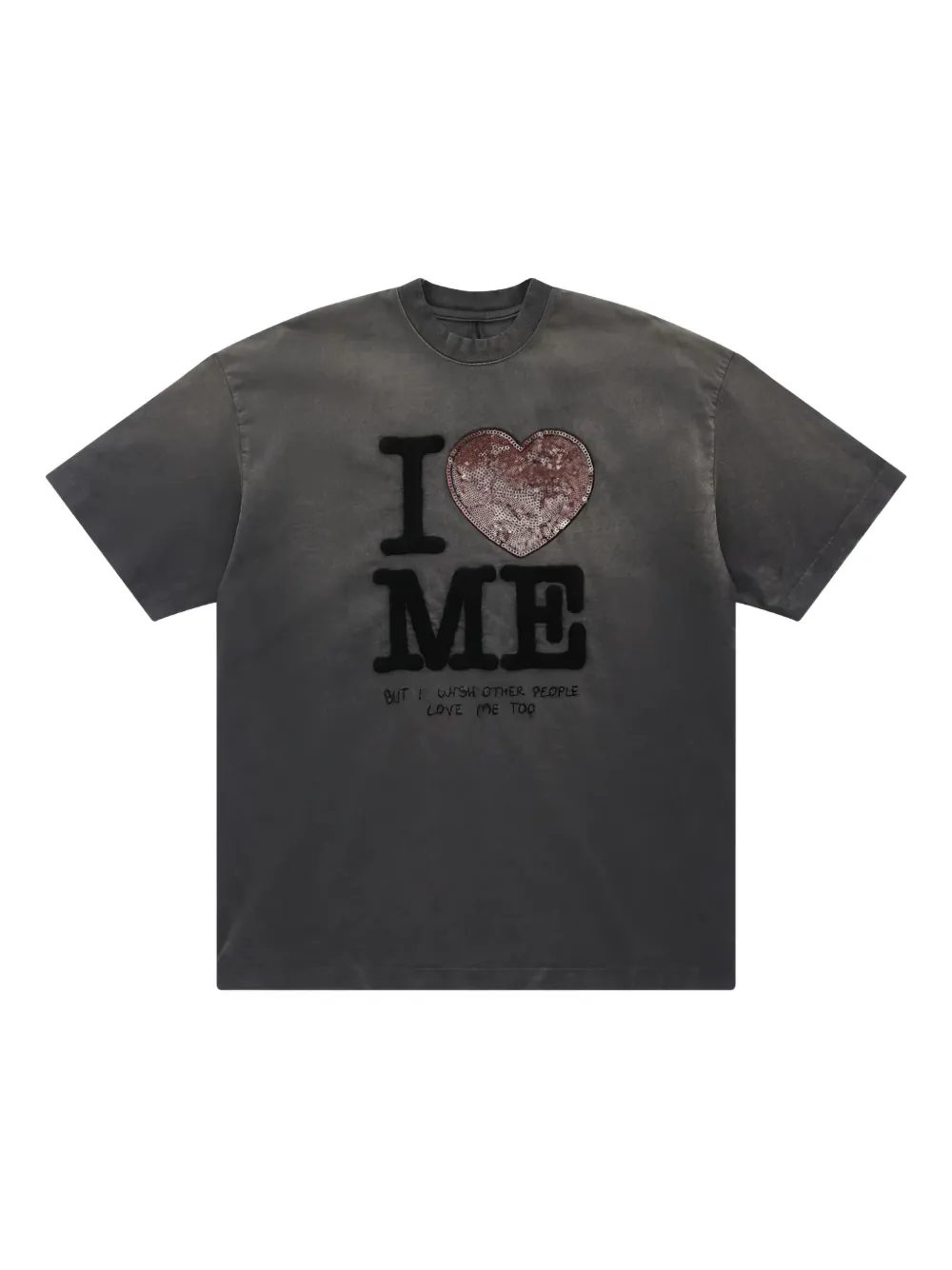 Doublet Sequin-heart Graphic T-shirt In Gray