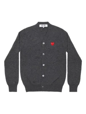 【プレイコムデギャルソン】ウールカーディガン（M）ハートワッペン　長袖　ネイビー PLAY COMME des GARCONS 新品 プレイ コムデギャルソン MENS
