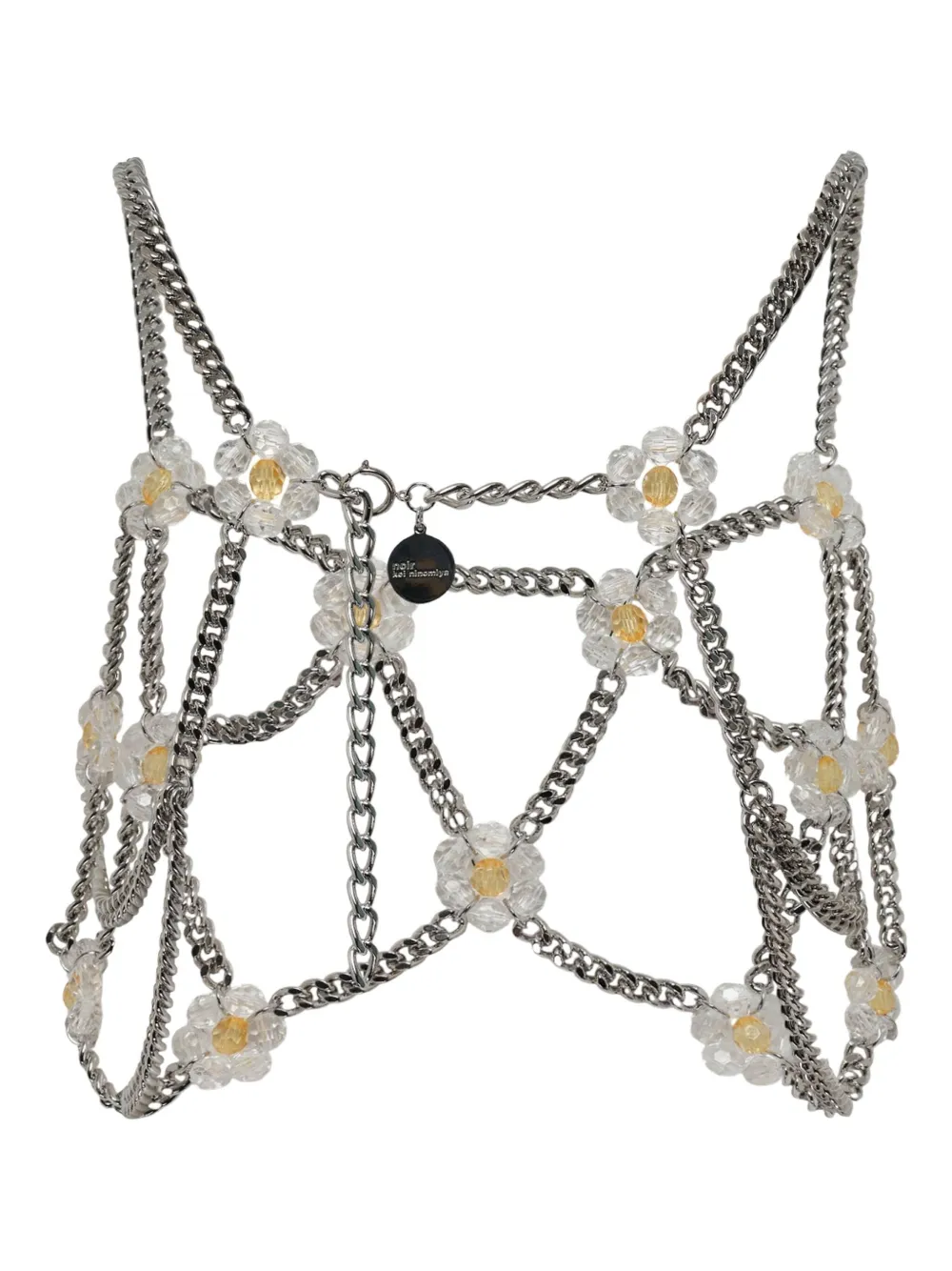 Noir Kei Ninomiya Floral-embellished Chain-link Vest In Silver