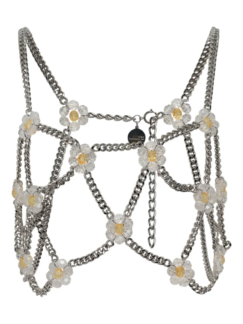 Noir Kei Ninomiya Floral-embellished Chain-link Vest In Silver