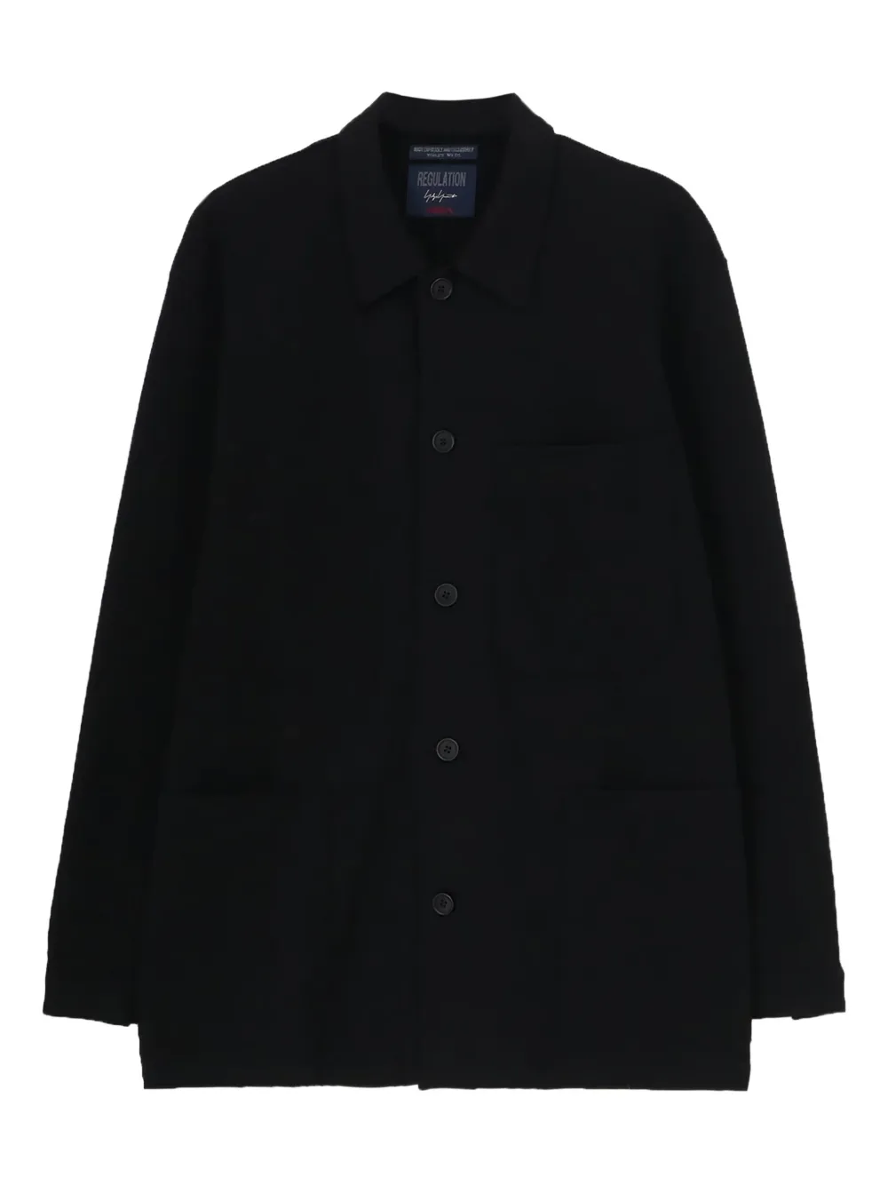 Yohji Yamamoto button-fastening patch-pocket shirt jacket | Black | Image 1