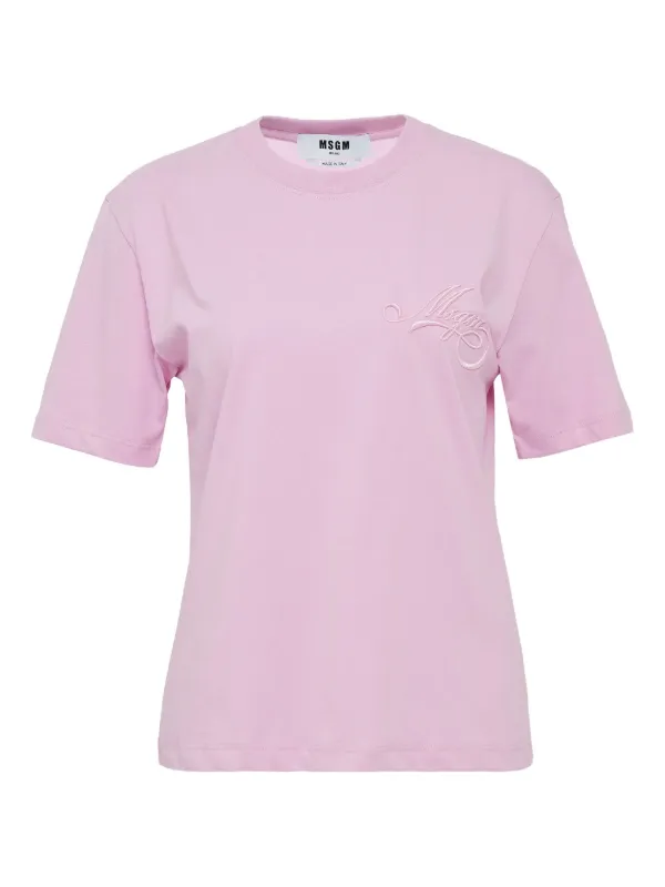 MSGM レディース ピンクロゴ半袖Tシャツ M MSGM ロゴ Tシャツ | ピンク | FARFETCH JP