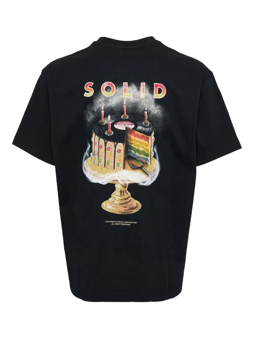 SOLID HOMME Rainbow Cake T-shirt - Zwart