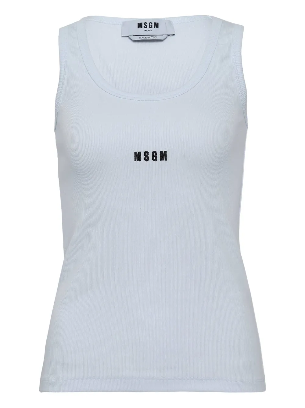 MSGM logo-embroidered ribbed tank top | White | Image 1