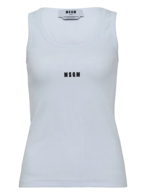 MSGM logo-embroidered ribbed tank top