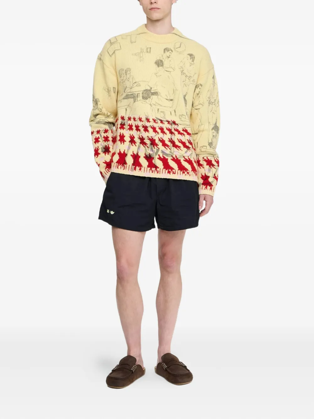 JW Anderson Trui verfraaid met illustratie - Beige