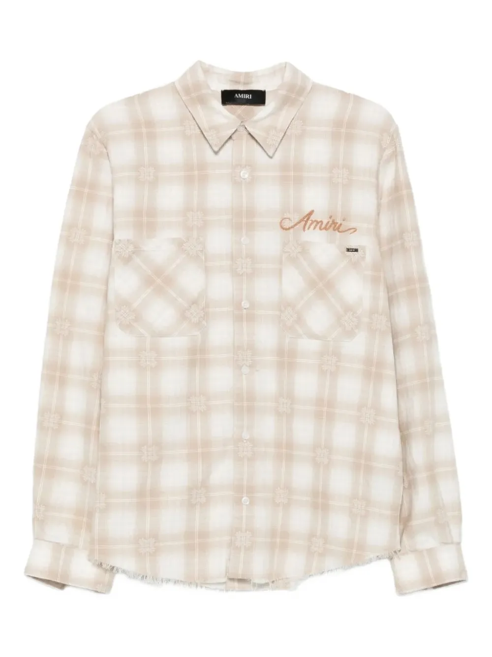 AMIRI bandana-patch plaid shirt | Neutrals | Image 1
