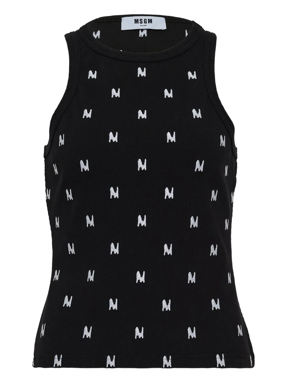 MSGM ribbed logo-embroidered tank top | Black | Image 1