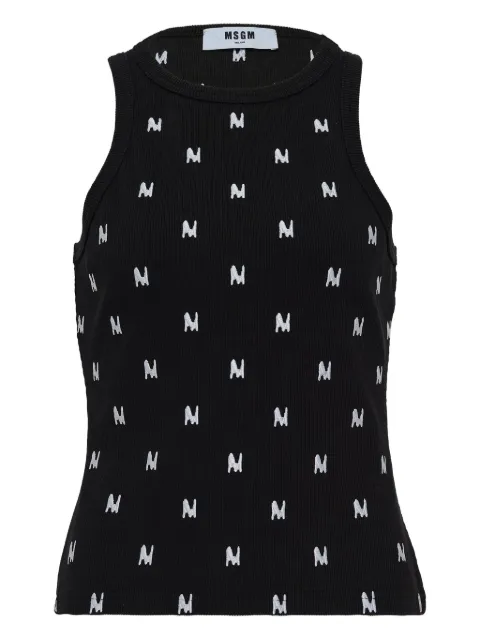 MSGM ribbed logo-embroidered tank top