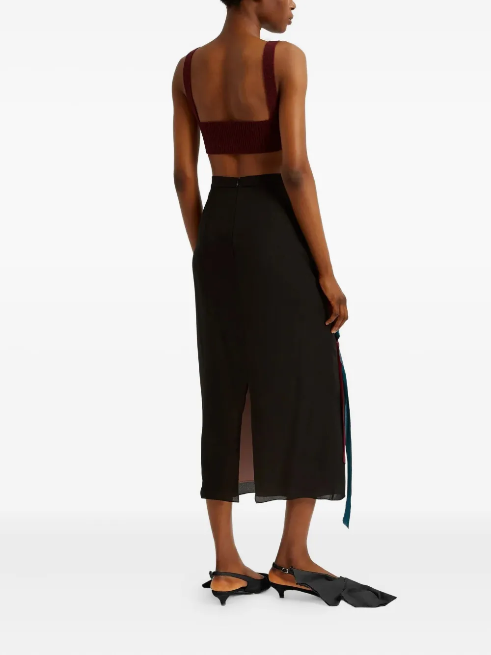 ERDEM Midi-rok met bloemenapplicatie - Zwart