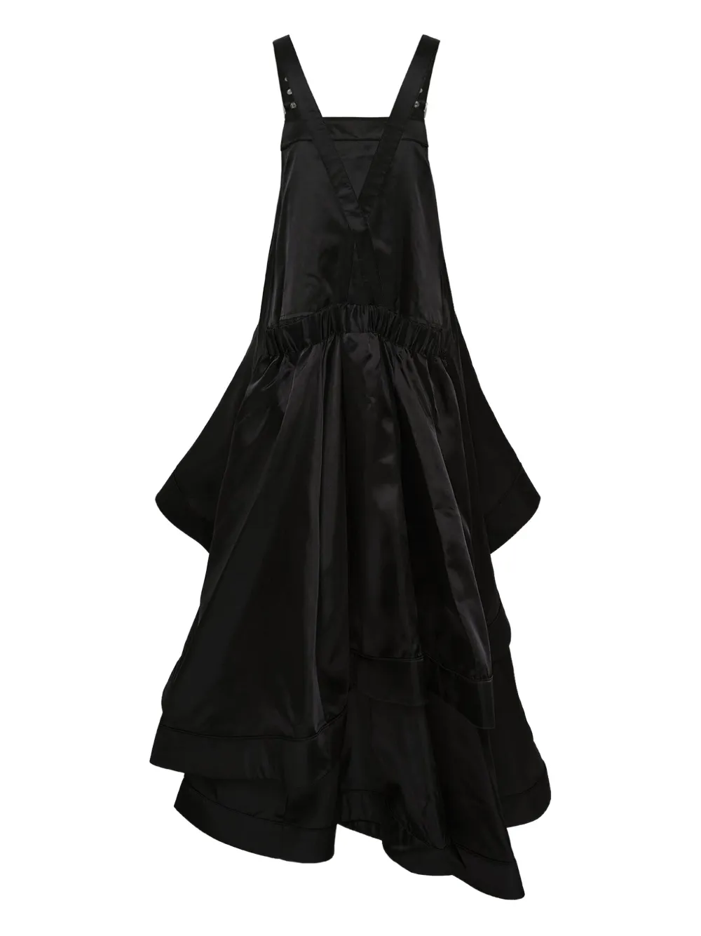 Noir Kei Ninomiya layered pinafore midi dress - Zwart