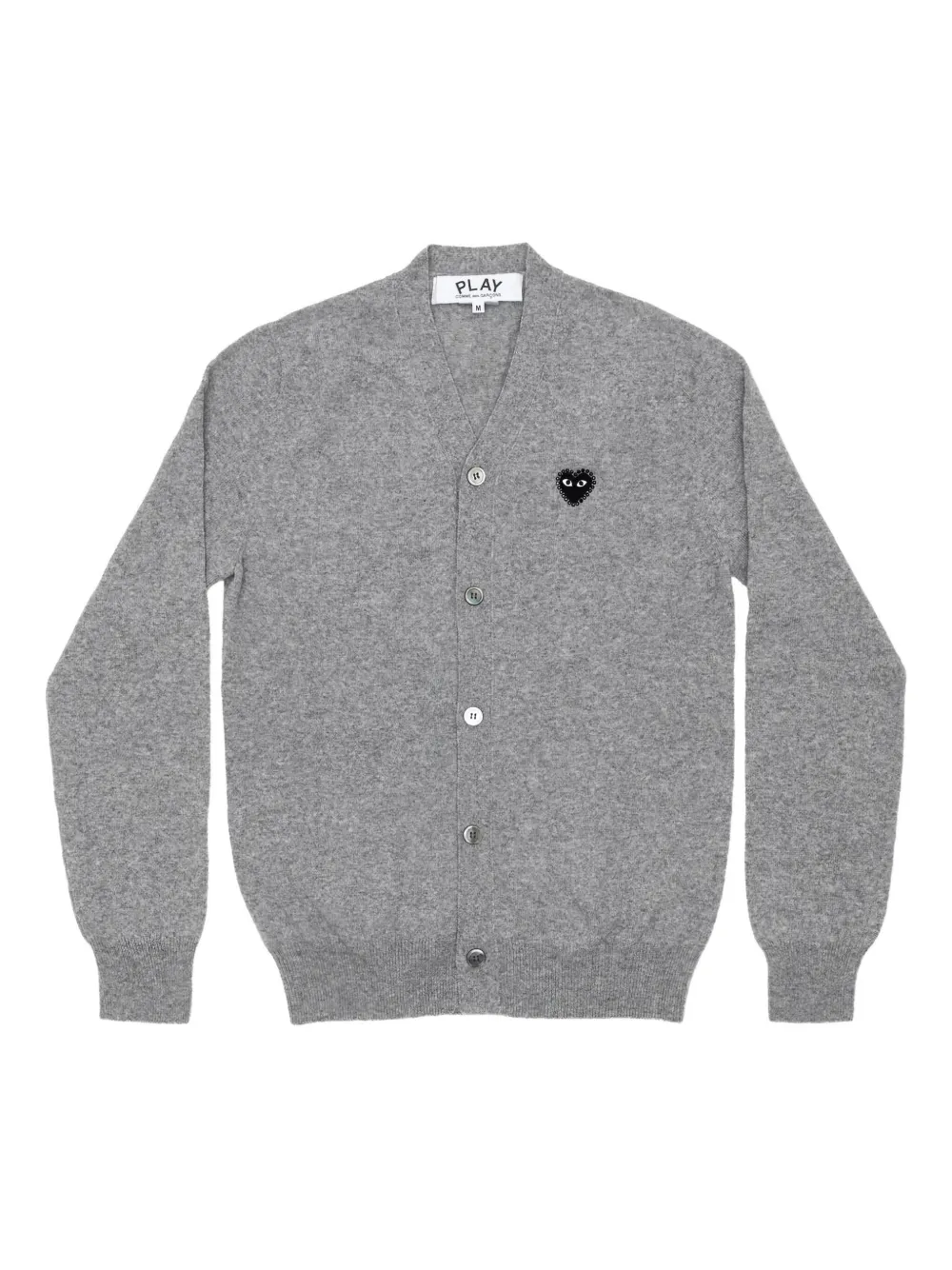 Comme Des Garçons Play heart-embellished v-neck cardigan | Grey | Image 1