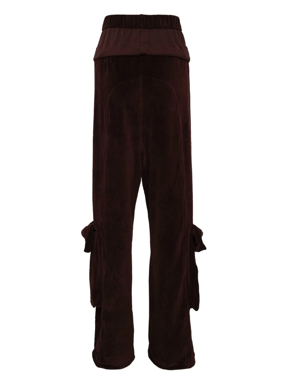 Open Yy Rolled-waist Velour Cargo Pants In Brown