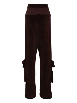 パンツ open yy ROLLED WAIST VELOUR CARGO PANTS Open YY rolled-waist Velour Cargo Pants | Brown | FARFETCH
